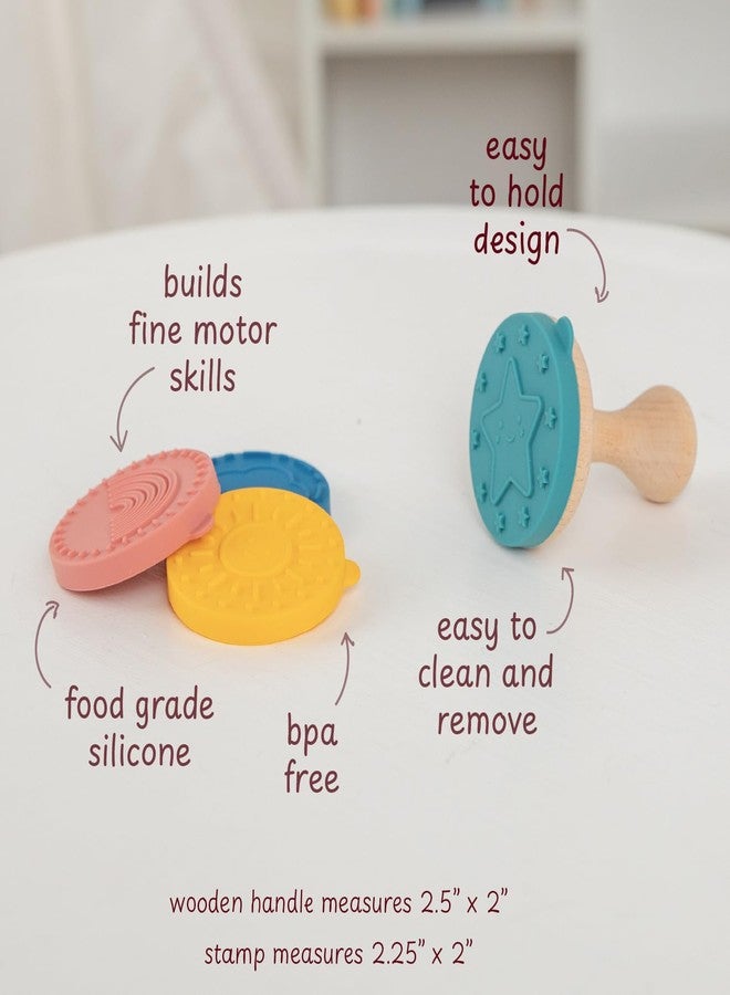 ReLIVE Happy Skies Rubber Stamp with Wood Handle, 4 Interchangeable Silicon Stamps of a Sun, Cloud, Star, and Rainbow, Fun Kids Craft Supplies and Art Supplies, Arts and Crafts for Kids 4-6 and Families - Image 2